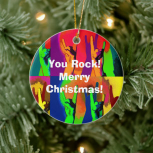 Rock On Everyone - You Rock Hand Signs Ceramic Ornament