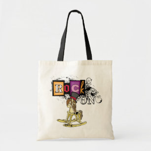 Rock on funny rocking horse grocery bag