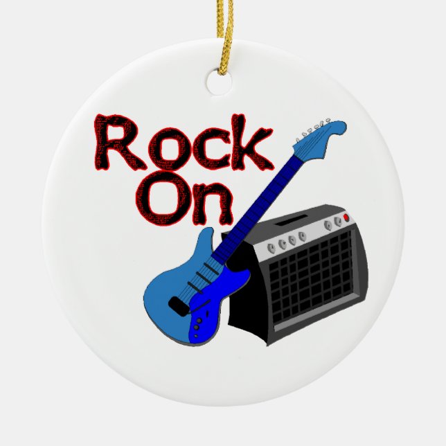 Rock On Guitar & Amp Ceramic Tree Decoration (Front)