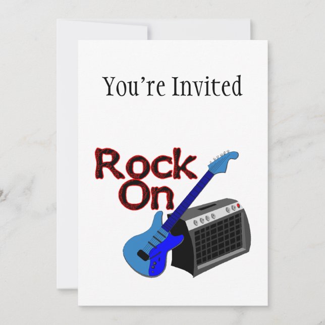 Rock On Guitar & Amp Invitation (Front)