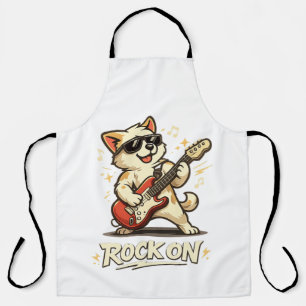 Rock On Guitar Dog Funny Rock Music Apron