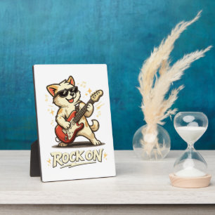 Rock On Guitar Dog Funny Rock Music Plaque