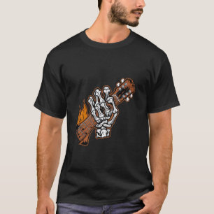 Rock On Guitar Neck - Rock & Roll Halloween Skelet T-Shirt