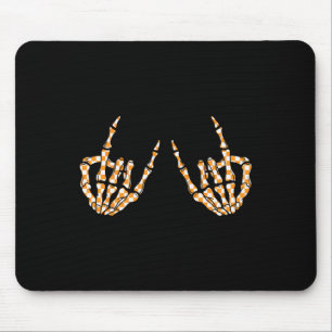Rock On Halloween Chequered Pattern Skeleton Hand Mouse Pad