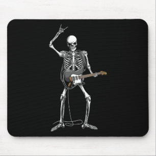 Rock On Halloween Skeleton Guitarist Rock And Roll Mouse Pad