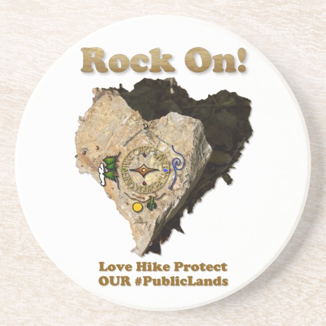 ROCK ON! Love Hike Protect Our Public Lands Coaster (Front)