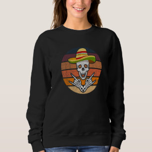 Rock On Mexican Skeleton Sombrero Dia De Los Muert Sweatshirt