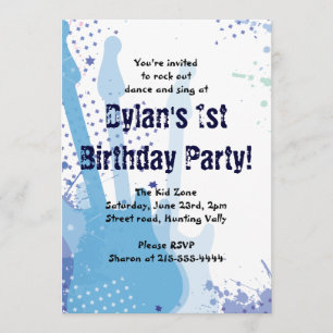 Rock On Musical Happy Birthday Party Invitation