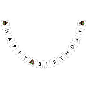 Rock On Poop Emoji Birthday Banner