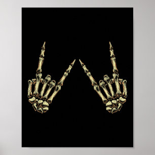 Rock On Rock And Roll Skeleton Hands - For Concert Poster