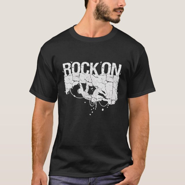 Rock On Rock Climbing Print Climber Bouldering T-Shirt (Front)