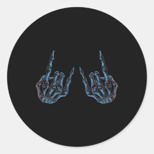 Rock On Rock Star Buddy Concert - Halloween Skelet Classic Round Sticker