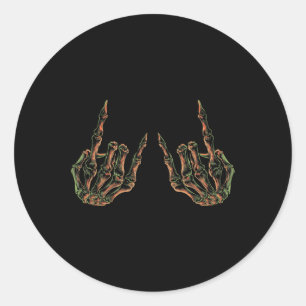 Rock On Rock Star Buddy Concert - Halloween Skelet Classic Round Sticker
