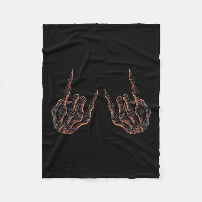 Rock On Rock Star Buddy Concert - Halloween Skelet Fleece Blanket (Front)