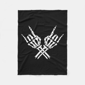 Rock On Rock Star Concert Buddy Skeleton Hands Hal Fleece Blanket