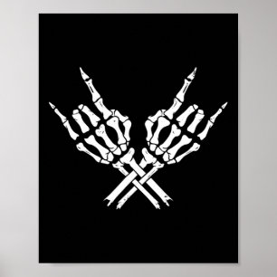 Rock On Rock Star Concert Buddy Skeleton Hands Hal Poster