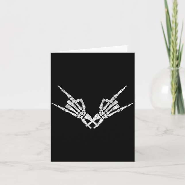 Rock On Rock Star Skeleton Hand Skull Funny Card (Front)