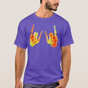 Rock On Rock Star Skeleton Hands Colourful Tie Dye T-Shirt