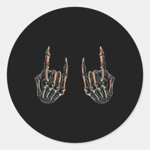 Rock On Rock Star Skeleton Hands - Concert Bynd Gr Classic Round Sticker