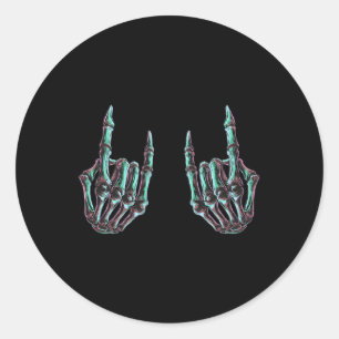 Rock On Rock Star Skeleton Hands - Concert Bynd Gr Classic Round Sticker