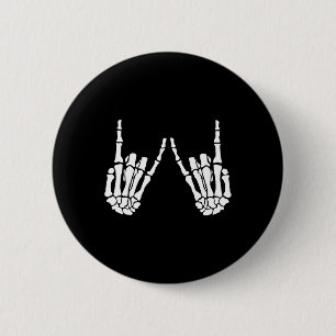 Rock On Rock Star Skeleton Hands Halloween Costume 6 Cm Round Badge