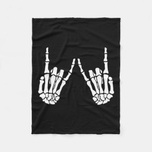 Rock On Rock Star Skeleton Hands Halloween Costume Fleece Blanket