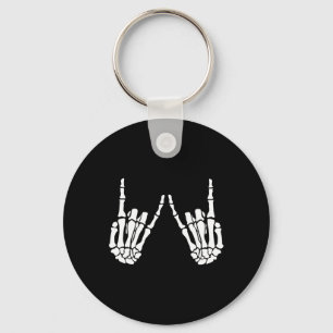 Rock On Rock Star Skeleton Hands Halloween Costume Key Ring