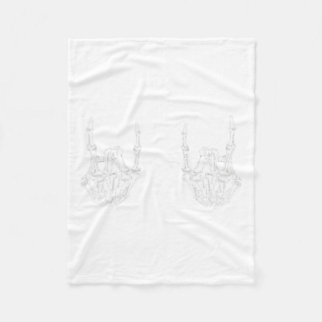 Rock On Rock Star Skeleton Hands Rocker Fun Hallow Fleece Blanket (Front)