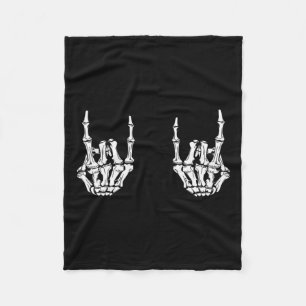 Rock On Rock Star Skeleton Hands Rocker Funny Hall Fleece Blanket