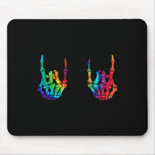 Rock On Rock Star Skeleton Hands Rocker Halloween  Mouse Pad