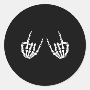 Rock On Rock Star Skeleton Hands Rocker Spooky Hal Classic Round Sticker