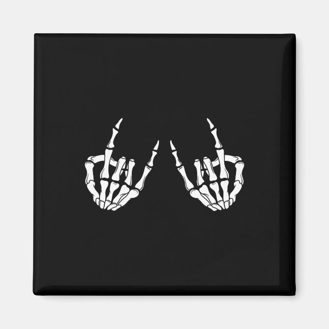 Rock On Rock Star Skeleton Hands Rocker Spooky Hal Magnet (Front)