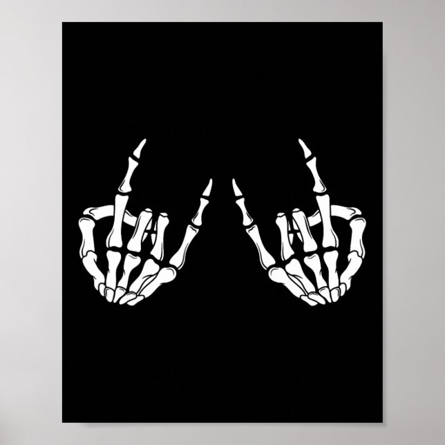 Rock On Rock Star Skeleton Hands Rocker Spooky Hal Poster (Front)