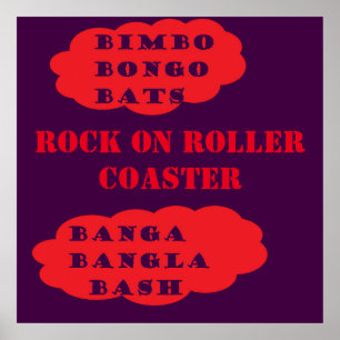Rock on Roller coaster pop art red purple Poster