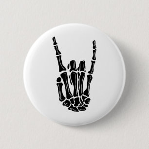 Rock On Skeleton Hand Halloween 6 Cm Round Badge