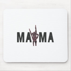 Rock On Skeleton Hand Mama Halloween Vintage Tee W Mouse Pad