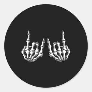 Rock On Skeleton Hand Rock And Roll Men Women Rock Classic Round Sticker