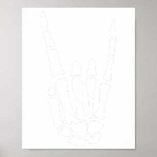 Rock On Skeleton Hand Sign - Minimalistic Hallowee