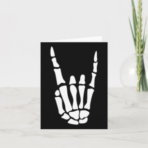 Rock On Skeleton Hand Sign - Minimalistic Hallowee Card