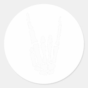 Rock On Skeleton Hand Sign - Minimalistic Hallowee Classic Round Sticker