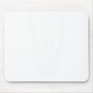 Rock On Skeleton Hand Sign - Minimalistic Hallowee Mouse Pad