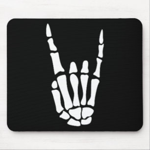 Rock On Skeleton Hand Sign - Minimalistic Hallowee Mouse Pad