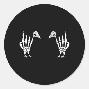Rock on Skeleton Hand Turkey Halloween Funny Classic Round Sticker