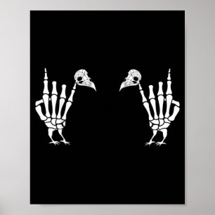 Rock on Skeleton Hand Turkey Halloween Funny Poster