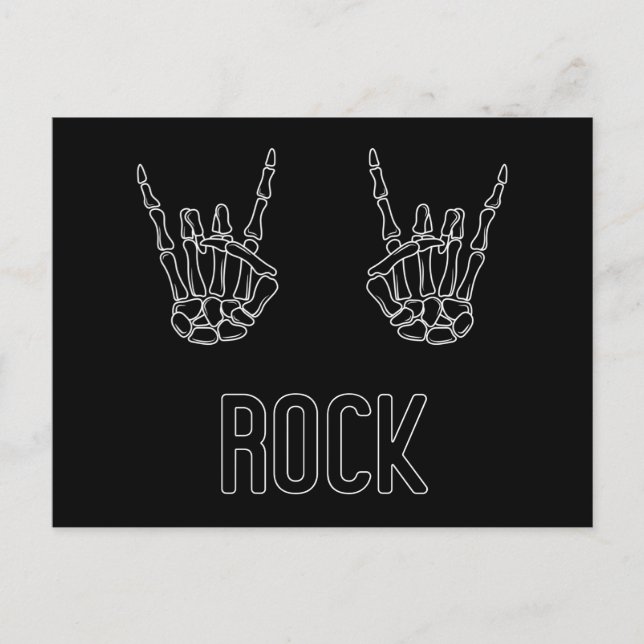 Rock on Skeleton Hands Invitation Postcard (Front)