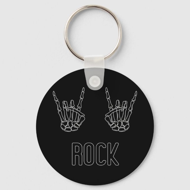 Rock on Skeleton Hands Key Ring (Front)