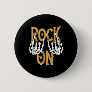 Rock On Skeleton Hands Rock And Roll Metal Concert 6 Cm Round Badge