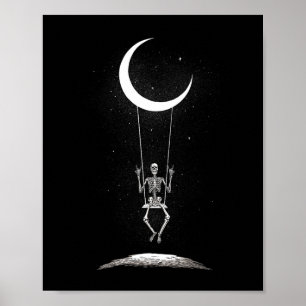 Rock On Skeleton Moon Bynd Tees - Rock And Roll Gr Poster