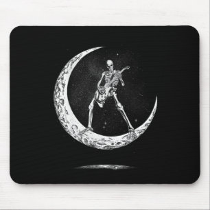 Rock On Skeleton Moon Rock And Roll Funny Hallowee Mouse Pad
