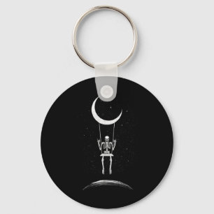 Rock On Skeleton Moon Rock And Roll Men Women Rock Key Ring